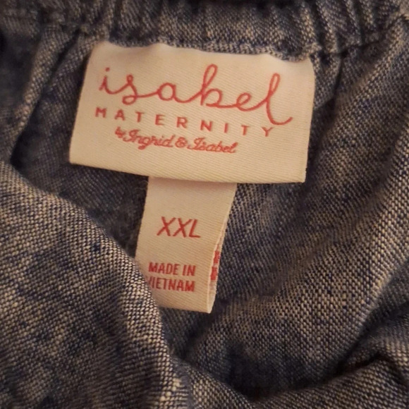 Isabel Maternity chambrey embrodery woven tank dress missing belt SZ L - Picture 8 of 8